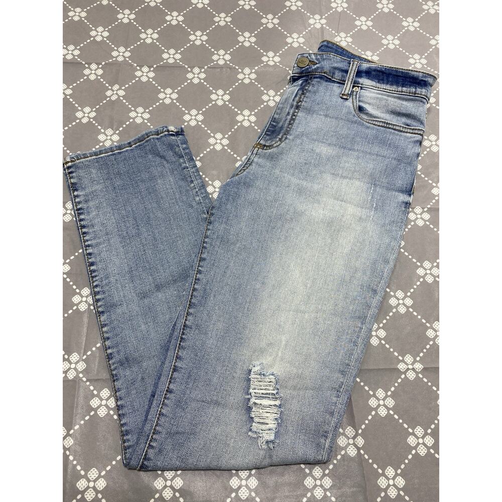 KUT From The Kloth High Rise Boyfriend Jeans Med Wash Distressed Sz 10 Pant A8
